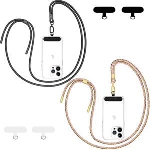 Qyoocom Cordino per Cellulare Telefono Universale*2 Patch*4,Regolabile Laccio per Cellulare Elegante y Duradero, Porta Cellulare da Collo para Todos los Smartphones Nero Mimetico