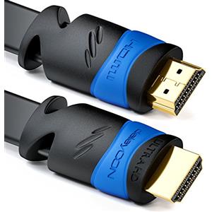 deleyCON 3,0m Cavo HDMI Piatto - Compatibile con HDMI 2.0 a 1.4 - UHD 4K HDR 3D 1080p 2160p ARC - Alta Velocità con Ethernet - Nero