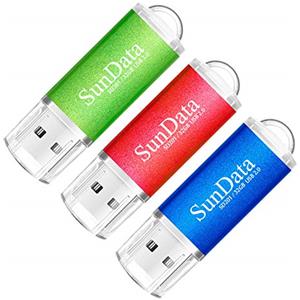 SunData 3 Pezzi 32GB Chiavetta USB Pen Drive 32GB Metallo USB2.0 Unità Memoria Flash Thumb Drive per Archiviazione Dati con Luce LED (3 colori: Blu Verde Rosso)