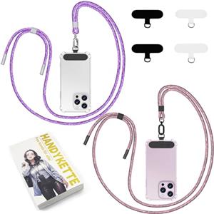 Qyoocom Cordino per Cellulare Telefono Universale*2 Patch*4,Regolabile Laccio per Cellulare Elegante y Duradero, Porta Cellulare da Collo para Todos los Smartphones Mimetico Rosso Viola