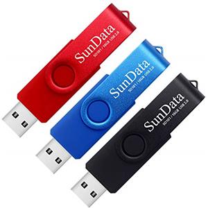 SunData Chiavetta USB 16GB 3 Pezzi PenDrive Girevole USB2.0 Flash Drive Thumb Drive Memoria Stick per Archiviazione Dati con Luce LED (3 colori: Nero Blu Rosso)