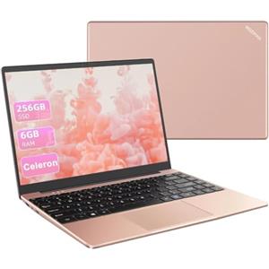 WOZIFAN PC Portatile Win 11 Computer 14 Pollici Notebook 6GB+256GB Supporta l' espansione 1TB SSD 2.4G+5G 1080P con mouse senza fili & & Film in lingua siliconica per tastiera(Italiana)-Oro
