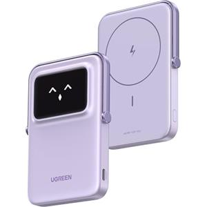 UGREEN Uno Power Bank Magnetico 5000mAh, Caricatore Portatile Wireless PD 20W con Display e Supporto, Compatibile con iPhone 16/15/14/13/12 Mini Plus Pro Max (Viola)