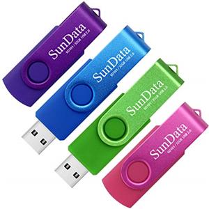 SunData Chiavetta USB 32GB 4 Pezzi PenDrive Girevole USB2.0 Flash Drive Thumb Drive Memoria Stick per Archiviazione Dati con Luce LED (4 colori: Blu Verde Viola Rosa)
