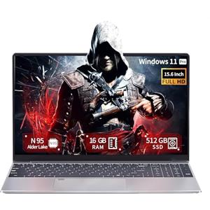Ekonavi Portatile PC 15,6 pollici, Notebook 16GB RAM 512GB SSD, Processore Celeron N95 Display FHD IPS 1920 * 1080, Laptop Win11 Pro con Tastiera Retroilluminata, Sblocco con Impronta Digitale