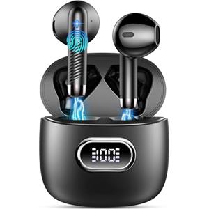 Drsaec Cuffie Bluetooth 5.4, Auricolari Bluetooth Stereo HiFi con 4 ENC Mic, Cuffie Wireless Bluetooth Ricarica USB-C, Cuffie Senza Fili 42H LED Display, In Ear Cuffiette IP7 Impermeabili per Androide/iOS