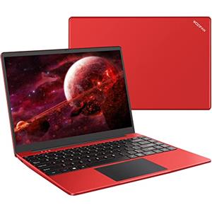 WOZIFAN 2025 Newest PC Portatile 14 Pollici Laptop Metal Shell 128 GB SSD Supporta l'espansione 1TB Notebook 2.4G+5G 1080P con mouse senza fili protezione della tastiera(Italiana)-Rosso