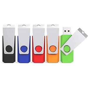 KEXIN 16 GB Chiavetta USB 5 Pezzi Pennetta Girevole Unità Memoria Flash Pen Drive Penna USB 16 Giga Chiavette con Cordino (5 Multicolorato: Nero Blu Verde Rosso Arancio)