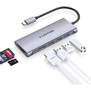 LENTION 6-in-1 Hub USB C HDMI 4K, 3 USB 3.0, Lettore di Schede SD/Micro SD, Adattatore per 2024-2016 MacBook Pro M1/M2/M3/M4, Nuovo Mac Air, iPhone 15 Plus Pro Max, Surface Pro (C34, Grigio)