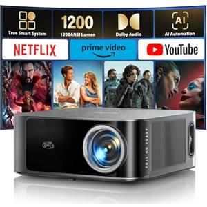 TOPTRO Proiettore 4k【Netflix Ufficiale/1200 ANSI/36W Dolby Audio】Wifi 6 e Bluetooth Bidirezionale proiettore,AI Autofocus/Evita Ostacoli Proiettere TV, videoproiettore Toptro X9 per PS5/Outdoor/Home Theater