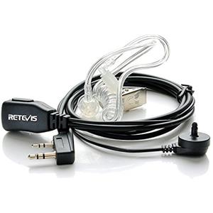 Retevis Cuffie Walkie Talkie 2 Pin Auricolare con Tubo Acustico Trasparente Cuffia Headset Compatibile con Ricetrasmettitore Retevis RT24 RT22 RT27 RT5 H777 Baofeng UV-5R BF-888S ESYNiC (1 Pezzi)