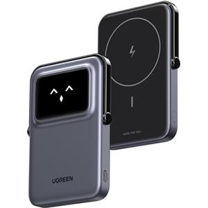 UGREEN Uno Power Bank Magnetico 5000mAh, Caricatore Portatile Wireless PD 20W con Display e Supporto, Compatibile con iPhone 16/15/14/13/12 Mini Plus PRO Max (Nero)