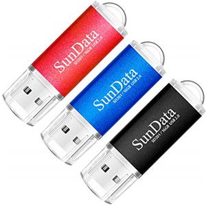SunData 3 Pezzi 16GB Chiavetta USB Pen Drive 16GB Metallo USB2.0 Unità Memoria Flash Thumb Drive per Archiviazione Dati con Luce LED (3 colori: Nero Blu Rosso)