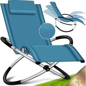 KESSER® Sedia a sdraio da giardino, pieghevole, a dondolo, ergonomica, resistente alle intemperie, carico di 180 kg, colore: blu petrolio