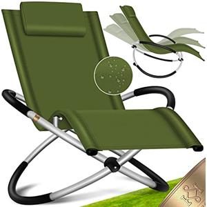 KESSER® Sedia a sdraio da giardino, pieghevole, a dondolo, ergonomica, resistente alle intemperie, carico di 180 kg, colore kaki