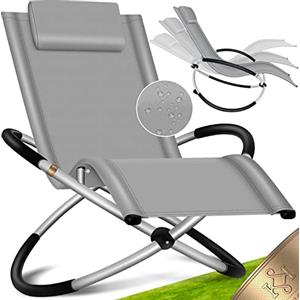 KESSER® Sedia a sdraio da giardino, pieghevole, a dondolo, ergonomica, resistente alle intemperie, carico di 180 kg (grigio)