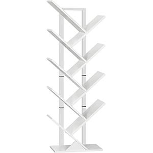 HOOBRO Libreria a Forma di Albero, Scaffale ad Albero, Portaoggetti a 9 Ripiani, Mobile da Studio, per Libri, CD, Stabile e Resistente, in Soggiorno, Ufficio, Bianco EWT08SJ01G1