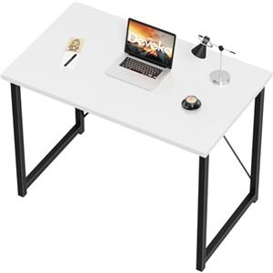 Devoko Scrivania per Computer 80 x 50 x 75 cm, Scrivania Piccola, Scrivania PC da Ufficio, Scrivania salvaspazio per Studio, Camera da Letto,Stile Industriale, Struttura in Metallo, Bianco