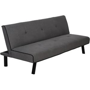 HOMCOM Divano Letto Singolo con Schienale Regolabile su 3 Livelli e Seduta Imbottita, Divano 3 Posti in Velluto di Ghiaccio, Legno e Metallo, 170x76x72.5 cm, Grigio