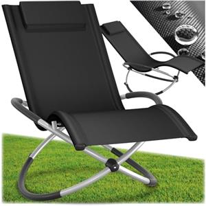 TecTake® Lettino Paulina, Ergonomico, Pieghevole, Con Cuscino, Traspirante, Sicuro Anti-Ribaltamento, Portata 150kg, Lettino Giardino per Esterno, Sdraio Basculante, Ideale per Relax - Nero