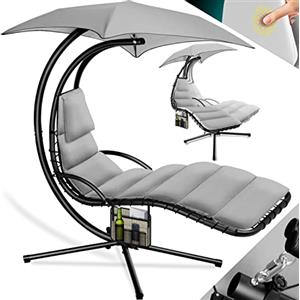 KESSER® Lettino sospeso con ombrellone, sdraio sospesa, H200, L194, larghezza 100 cm, altezza 120 kg, cuscino cervicale, borsa inclusa
