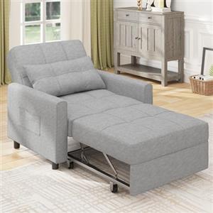 Bealife Poltrona relax,Poltrona letto con schienale regolabile, Poltrona Letto Singolo, Poltrona reclinabile per soggiorno, camera da letto, balcone e ufficio(grigio chiaro)