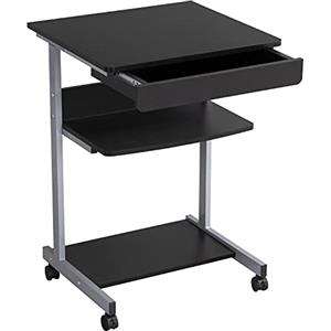 Yaheetech Scrivania per Computer Scrivania ad Angolo Angolare da Ufficio 56 x 51 x 79,5 cm Mobile Studio Porta pc con Ruote Tastiera Scorrevole Postazioni da Lavoro Nero