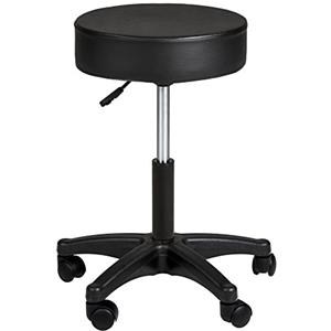 TecTake Sgabello con ruote | girevole 360° | regolabile in altezza da 48 a 63 cm - disponibile in diversi colori - (Nero | no. 402537)