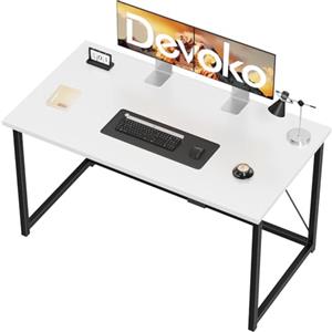Devoko Scrivania per Computer 120 x 50 x 75 cm, Scrivania Piccola, Scrivania PC da Ufficio, Scrivania salvaspazio per Studio, Camera da Letto,Stile Industriale, Struttura in Metallo, Bianco