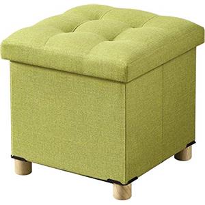 BRIAN & DANY Pouf Cubo Poggiapiedi Sgabello Contenitore Cassapanca Pieghevole 38 x 38 x 40 cm, Verde