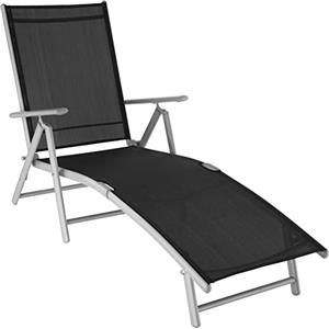 TecTake® Lettino Prendisole, Schienale Regolabile, Resistente alle Intemperie, Lettino Pieghevole, Alluminio, Mobile Giardino, Campeggio, Mare, Piscina, Terrazzo, Balcone-Nero Argento