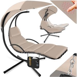 TecTake® Sdraio Sospesa Elaria, Amaca, Altalena, Arredamento da Giardino, Parasole Protezione Raggi UV, Sedia a Sdraio Imbottita, Cuscino, Ergonomico, Balcone Terrazza - Beige