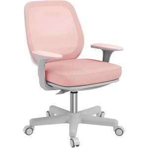 Vinsetto Sedia da Ufficio Traspirante ad Altezza Regolabile, Sedia Reclinabile a 5 Rotelle, 55x48x82.5-94.5 cm, Rosa