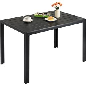 LIFERUN Tavolo da Giardino Rettangolare in Alluminio e WPC, 110x70x72 cm, Resistente alle intemperie,Tavolo Da Esterno, Tavolino per Balcone Verande Cortili Terrazze, Arredo Giardino, Tutto nero