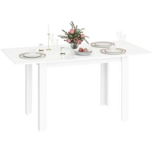 HOMCOM Tavolo da Pranzo Allungabile per 4-6 Persone con Pannelli a Ribalta, Tavolo da Cucina Allungabile in MDF, per Sala da Pranzo, Soggiorno, 120-160x80x78 cm, Bianco Lucido