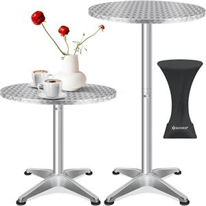 KESSER® Tavolo da bar pieghevole | Piano in acciaio inox verniciato a polvere | Piedini regolabili in altezza | Tavolo da festa Ø 60 cm | Tavolino pieghevole argento