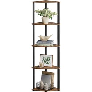 SONGMICS HOME Scaffale Angolare a 5 Ripiani, Montaggio Veloce Senza Attrezzi, Libreria, Porta Piante per Soggiorno, 38,3 x 27 x 139 cm, per Camera da Letto, Cucina, Marrone Vintage LBC610K01