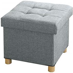 BRIAN & DANY Pouf Cubo Poggiapiedi Sgabello Contenitore Cassapanca Pieghevole 38 x 38 x 40 cm, Grigio Chiaro