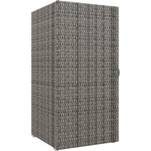 Outsunny Armadio da Esterno e Interno in Rattan PE, Armadio da Giardino con 2 Vani per Terrazza e Bordo Piscina, 60x63x120cm, Grigio