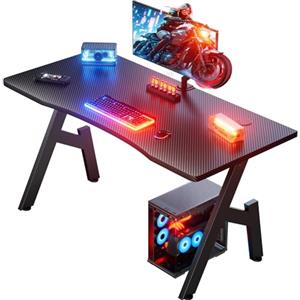 HLONONE 100 x 50 cm Scrivania Gaming, Postazione Gaming in Fibra di Carbonio, Tavolo Gaming Ergonomico, Scrivania da Ufficio per Studio, Gioco e Lavoro, Nero