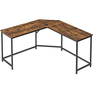 VASAGLE Scrivania Angolare, Scrivania per Computer a Forma di L, 149 x 149 x 76 cm, per Ufficio Studio Gaming, Marrone Vintage e Nero Inchiostro LWD73X