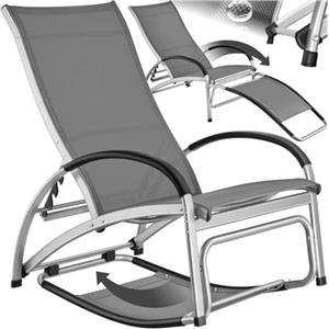 TecTake®, lettino prendisole 2in1, funzione sedia dondolo, schienale regolabile 4 posizioni, struttura in alluminio, superficie traspirante, sdraio da giardino, sedia a sdraio, pieghevole - Antracite