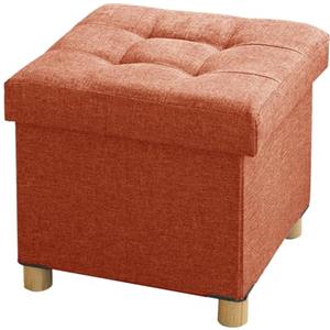 BRIAN & DANY Pouf Cubo Poggiapiedi Sgabello Contenitore Cassapanca Pieghevole 38 x 38 x 40 cm, Arancione