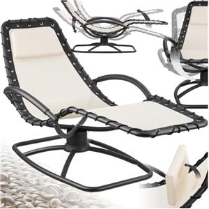 TecTake® lettino prendisole ergonomico da giardino, sedia a sdraio reclinabile, poltrona a dondolo da esterno, lettino relax con poggiatesta, textilene traspirante, terrazzo, balcone - Beige