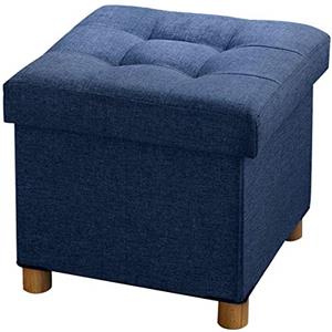 BRIAN & DANY Pouf Cubo Poggiapiedi Sgabello Contenitore Cassapanca Pieghevole 38 x 38 x 40 cm, Blu Navy