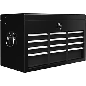 HOMCOM Cassetta Porta Attrezzi a 6 Cassetti con Serratura, Cassettiera per Attrezzi in Acciaio con Guide a Sfera e 2 Maniglie, 60x26x34 cm, Nero