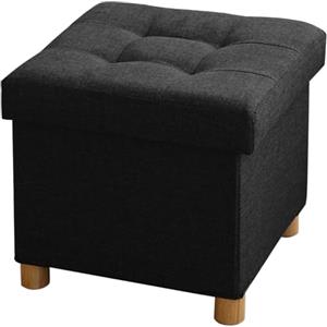 BRIAN & DANY Pouf Cubo Poggiapiedi Sgabello Contenitore Cassapanca Pieghevole 38 x 38 x 40 cm, Nero