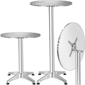 TecTake® Tavolo da Bistrot, Alluminio Pieghevole, Altezza Regolabile 70/115cm, Piano in Acciaio Inox Ø 60cm, Resistente agli Agenti Atmosferici, Perfetto per Esterni ed Interni - Viktor