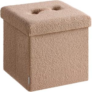 SONGMICS HOME Cassapanca, Pouf Contenitore, Sgabello Poggiapiedi Pieghevole 38 x 38 x 38 cm, Regge fino a 300 kg, per Soggiorno, Camera da Letto, Ingresso, Marrone Cammello LSF095K01