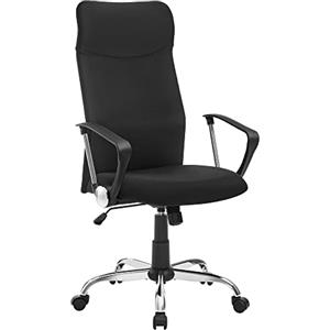 SONGMICS Sedia da Ufficio, Sedia da Scrivania Ergonomica, Sedia Girevole, Seduta Imbottito, Regolabile in Altezza e Inclinabile, Portata di 120 kg, Nero OBN034B01